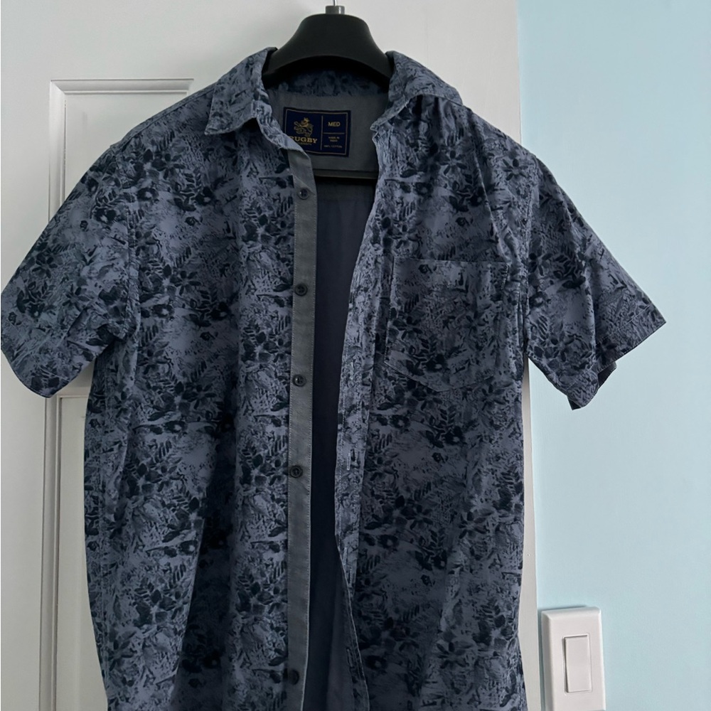 Navy Floral Casual Button Down Shirt